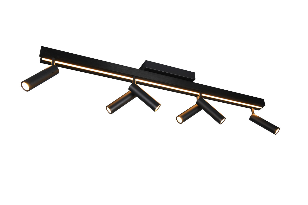 Plafoniera Zeno, TRIO, 180x8.5x15 cm, 5.5W, 18W, 6x SMD, 1x SMD, metal, negru mat - imagine 7